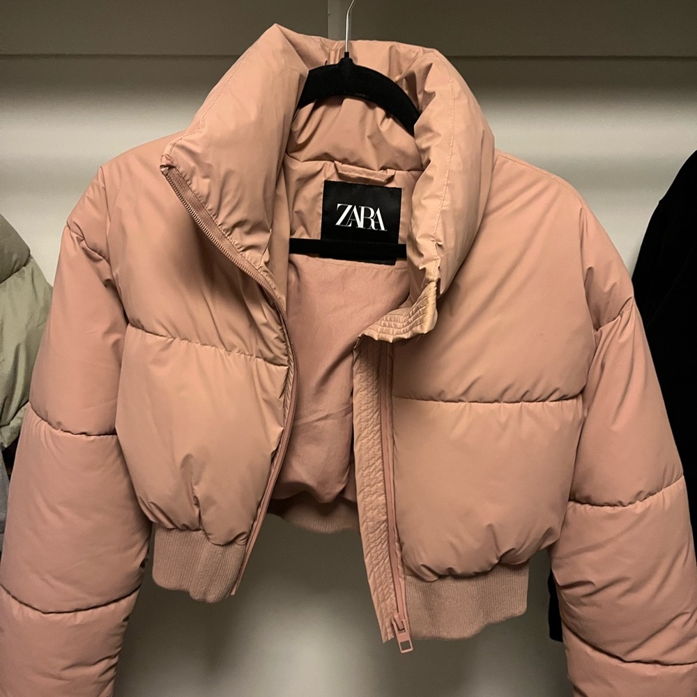 Zara Women's Blush Puffer Jacket